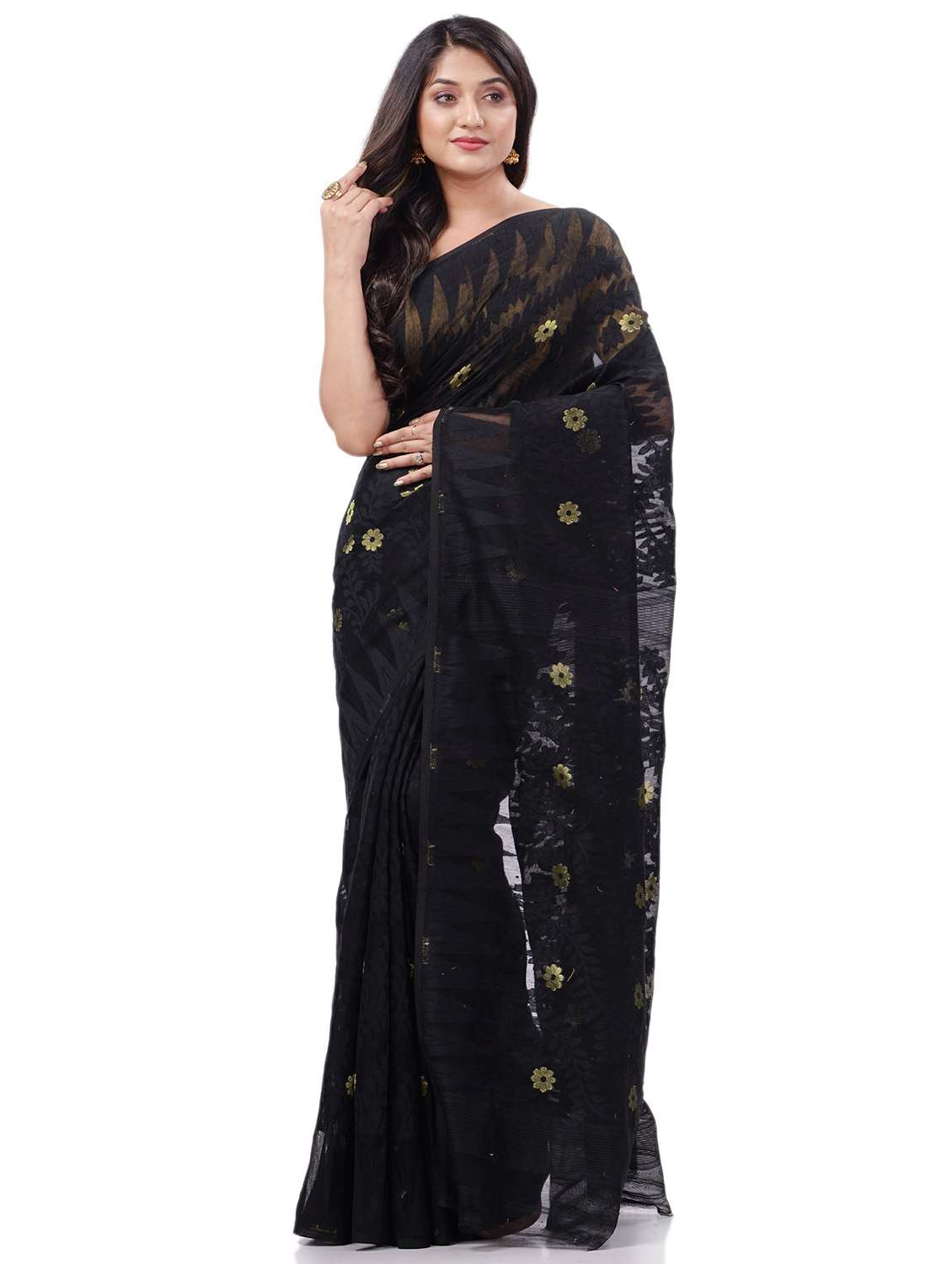women's self design black colored saree with blouse - 20427179 - Zoom Image - 0