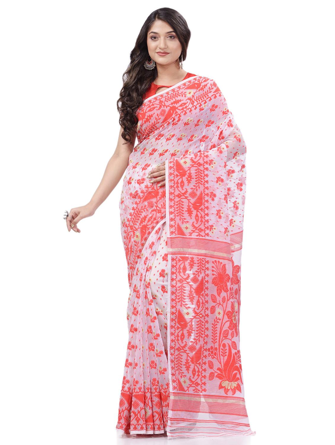 women's self design white colored saree with blouse - 20427187 -  Zoom Image - 0