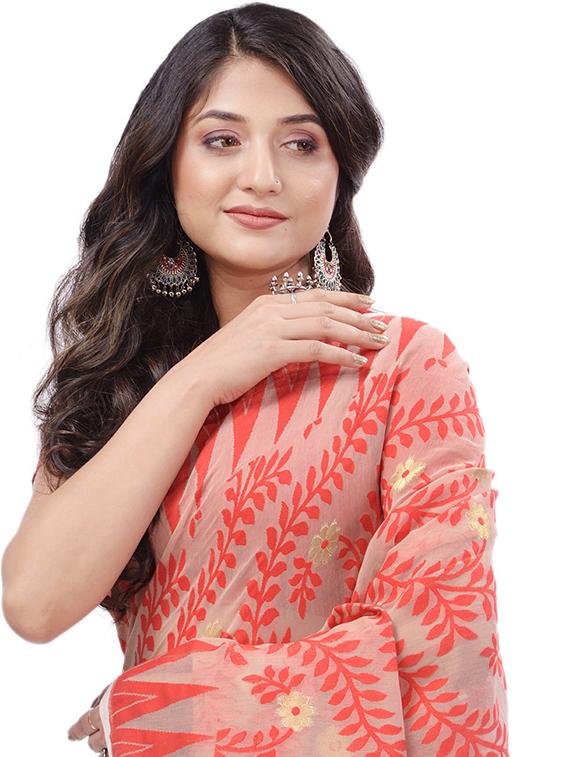 women's self design peach colored saree with blouse - 20427213 - Standard Image - 2