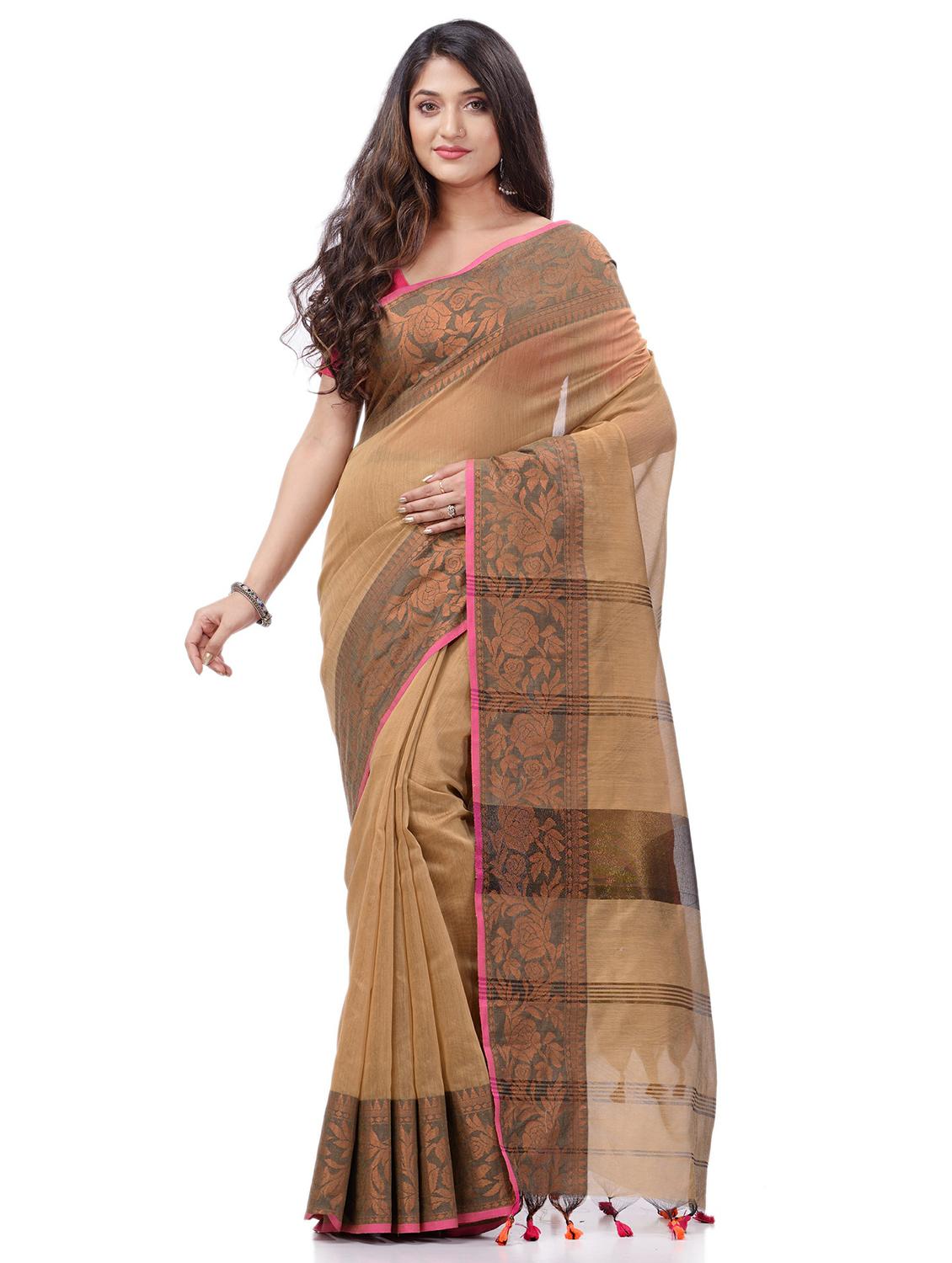 women's self design beige colored saree with blouse - 20427222 - Zoom Image - 0