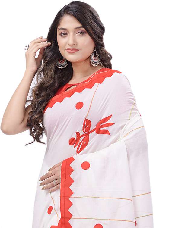 women's self design white colored saree with blouse - 20427233 -  Standard Image - 2