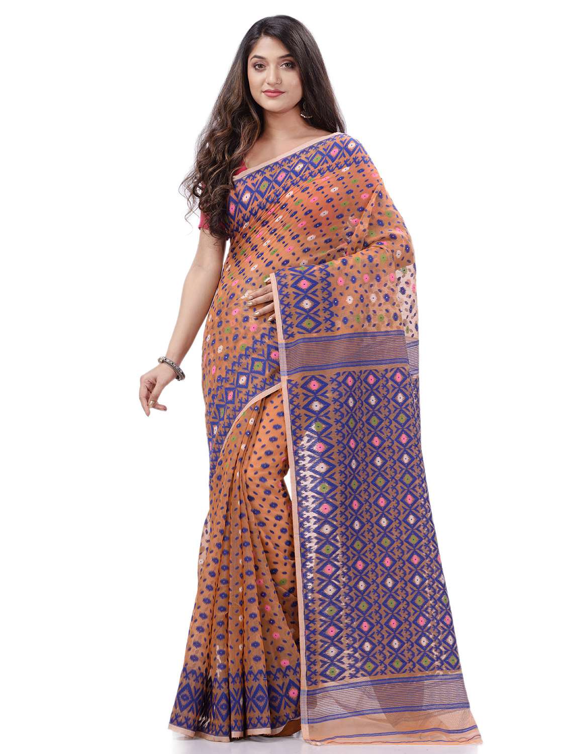 women self design jamdani saree with blouse