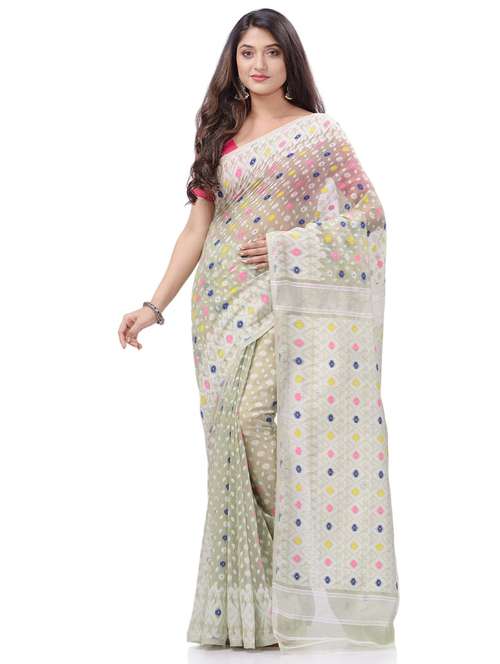 women's self design white colored saree with blouse - 20427239 - Standard Image - 0
