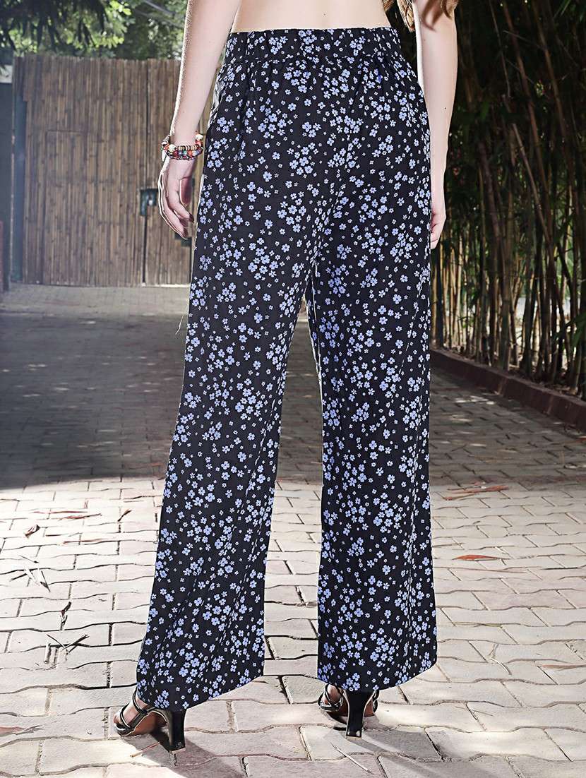 women multi color polyester flat front trouser - 20427322 -  Standard Image - 2