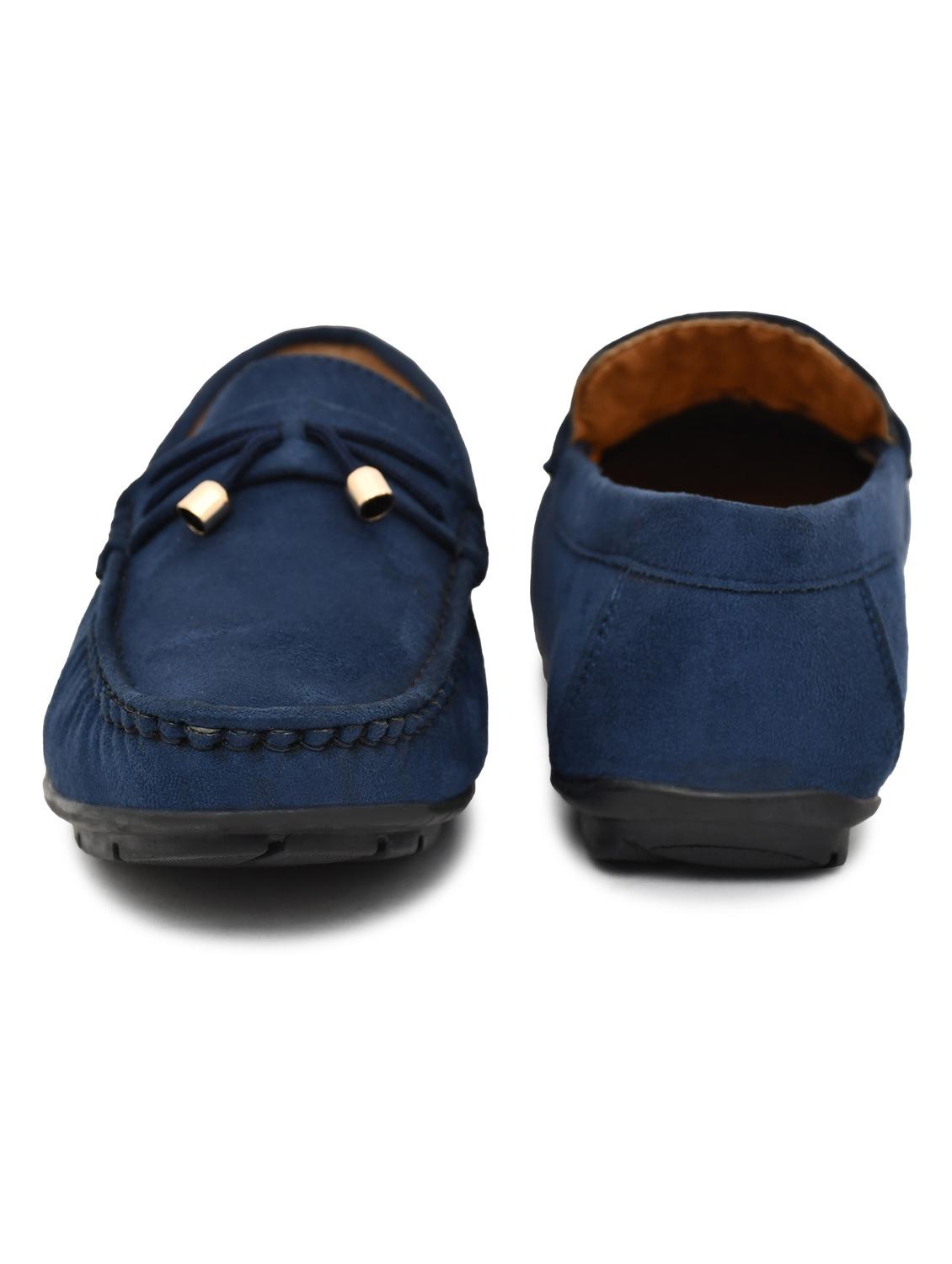 men solid navy blue suede slip on loafer - 20427419 - Standard Image - 2