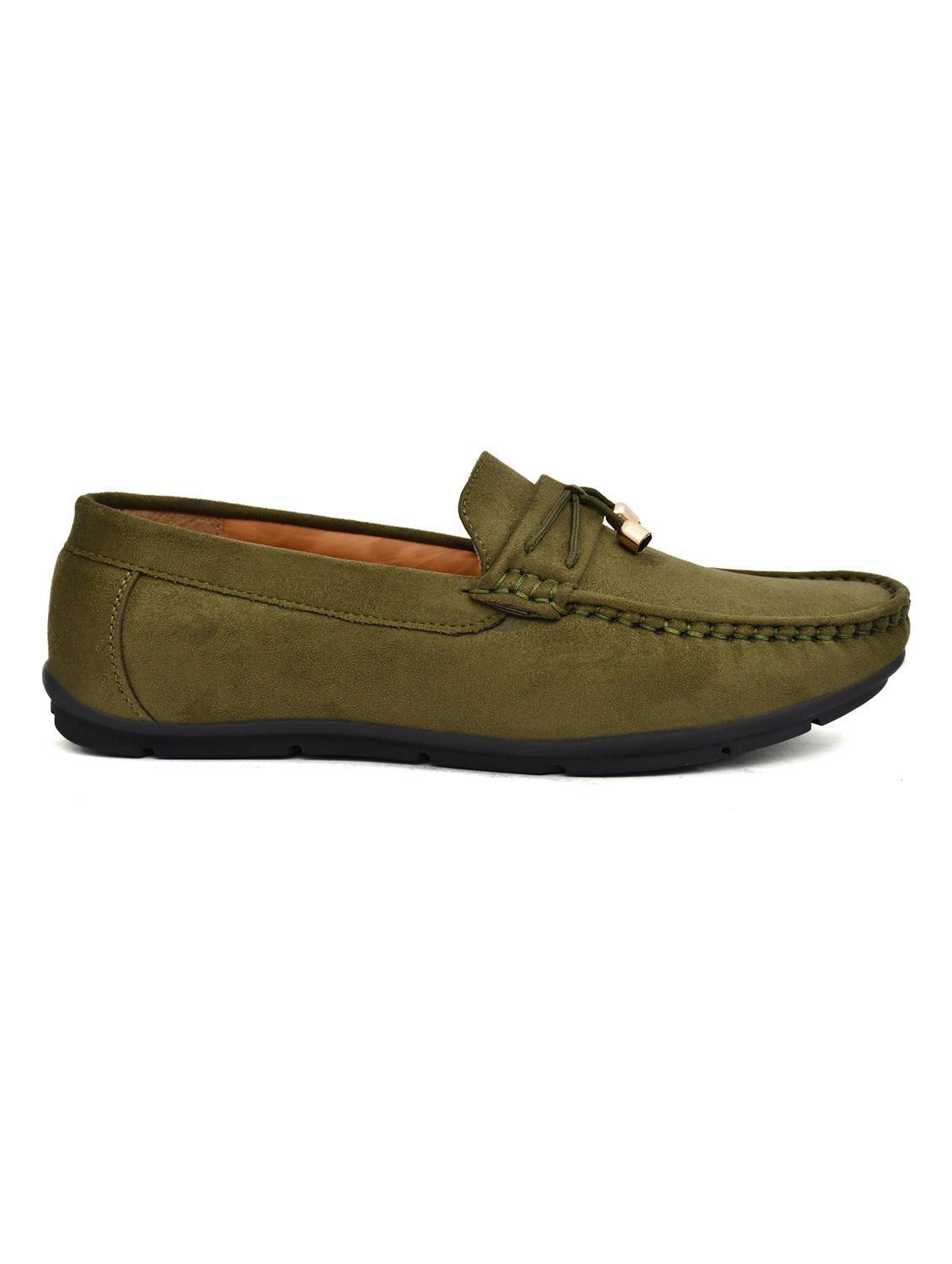 men solid olive suede slip on loafer - 20427421 - Standard Image - 2