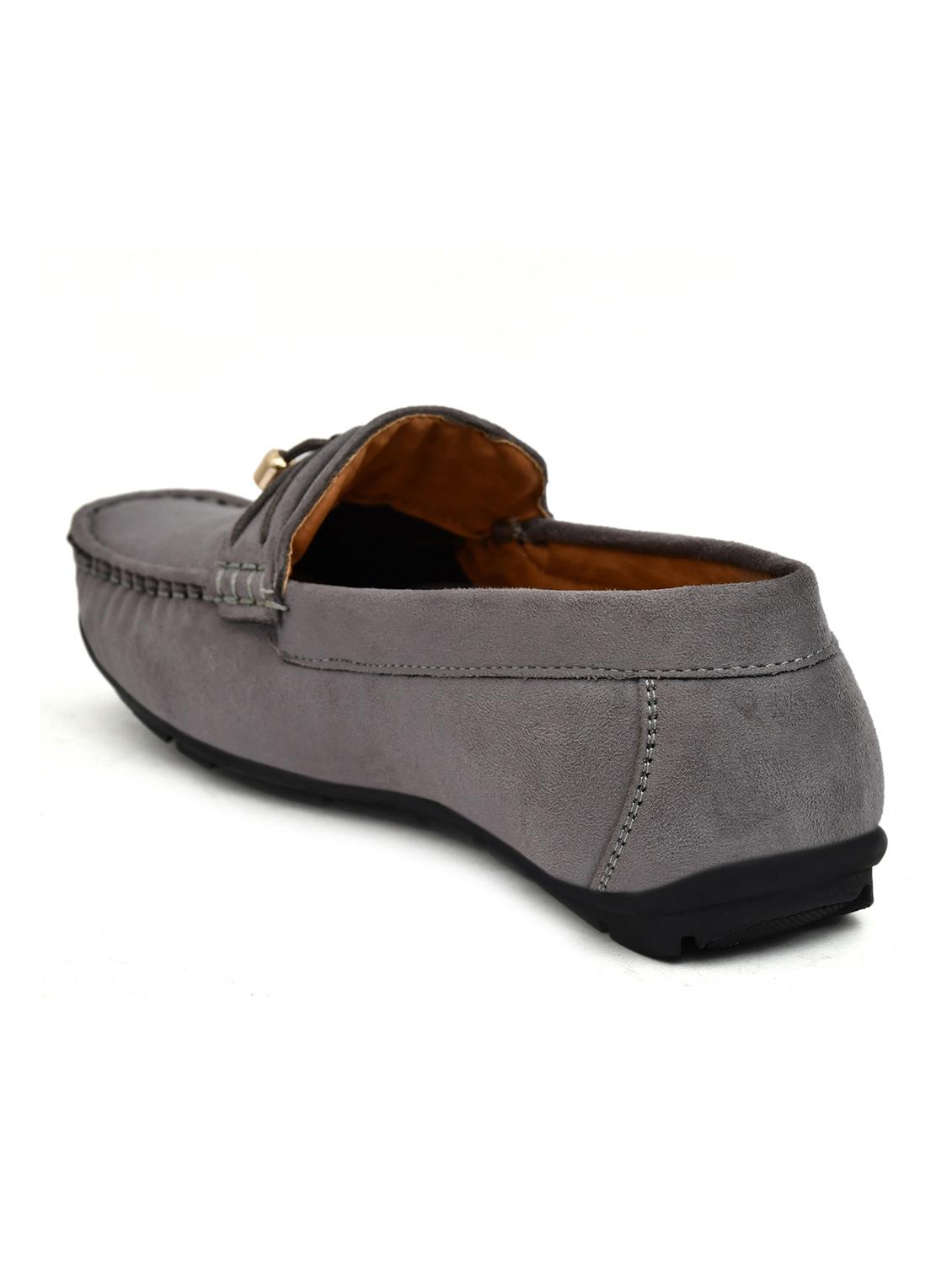 men solid grey suede slip on loafer - 20427424 - Standard Image - 2