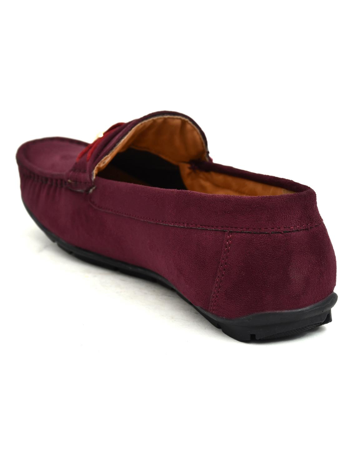 men solid burgundy suede slip on loafer - 20427425 - Standard Image - 2