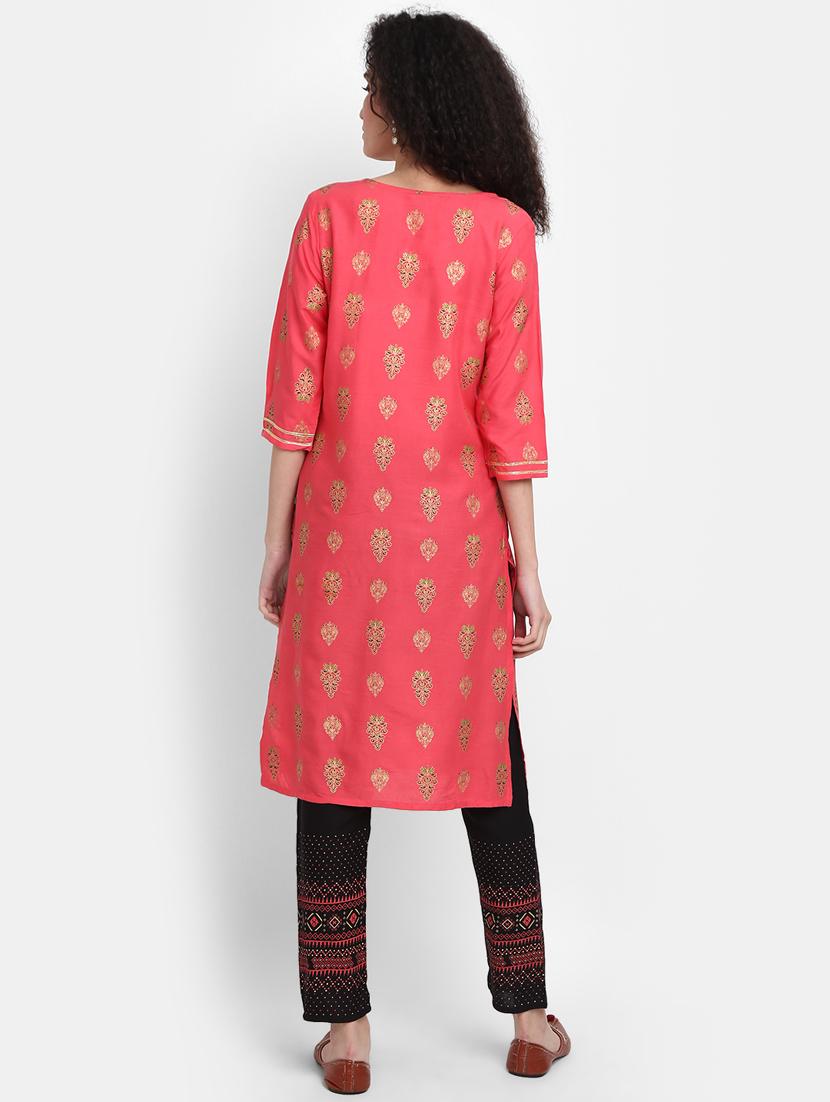 foil print kurta pant set - 20427486 - Standard Image - 2