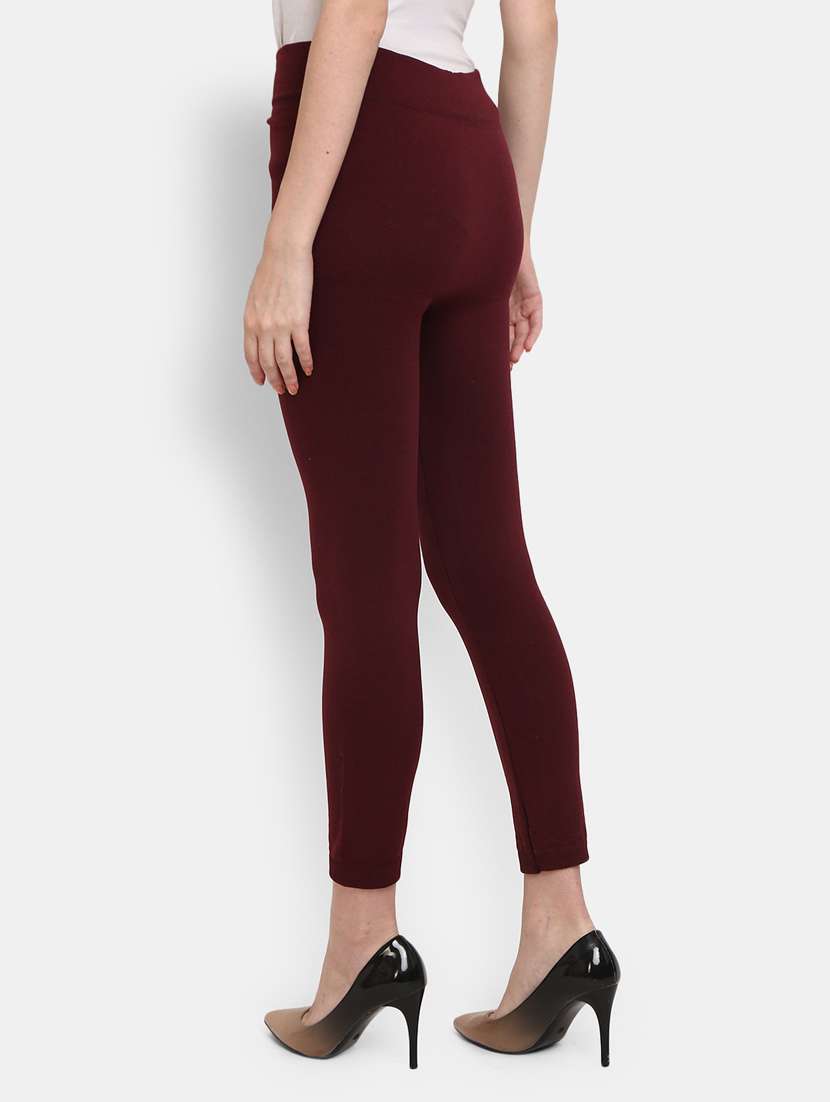maroon solid cotton legging - 20428210 -  Standard Image - 2