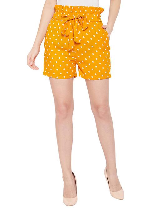 yellow crepe regular shorts - 20428214 -  Standard Image - 0