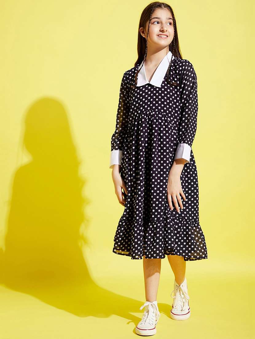 girls collared long sleeves frock
