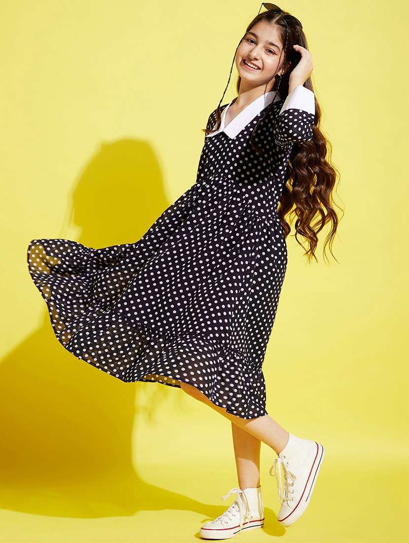 girls collared long sleeves frock - 20428250 - Standard Image - 2