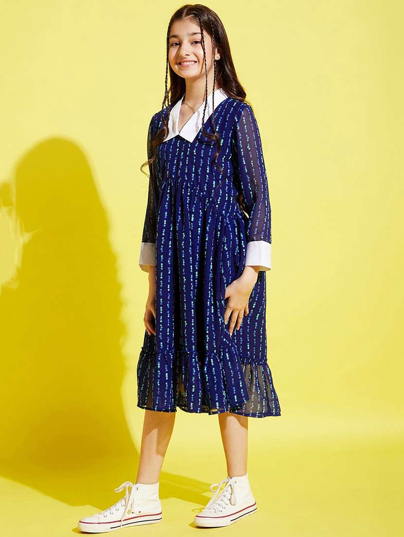 girls collared long sleeves frock - 20428251 -  Standard Image - 2