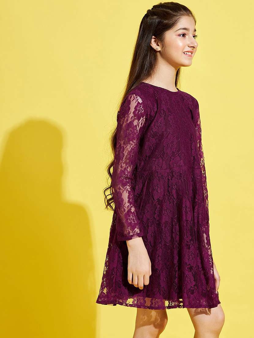 girls round neck long sleeves frock - 20428269 -  Standard Image - 2