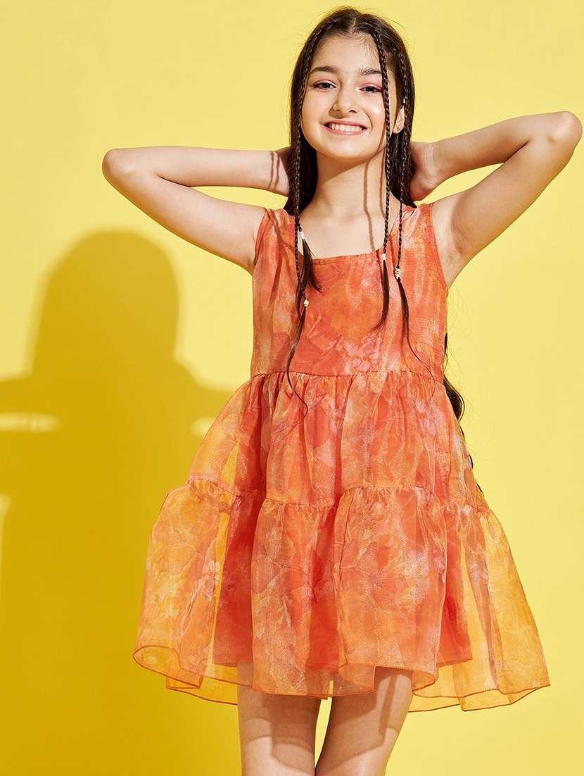 girls square neck sleeveless frock