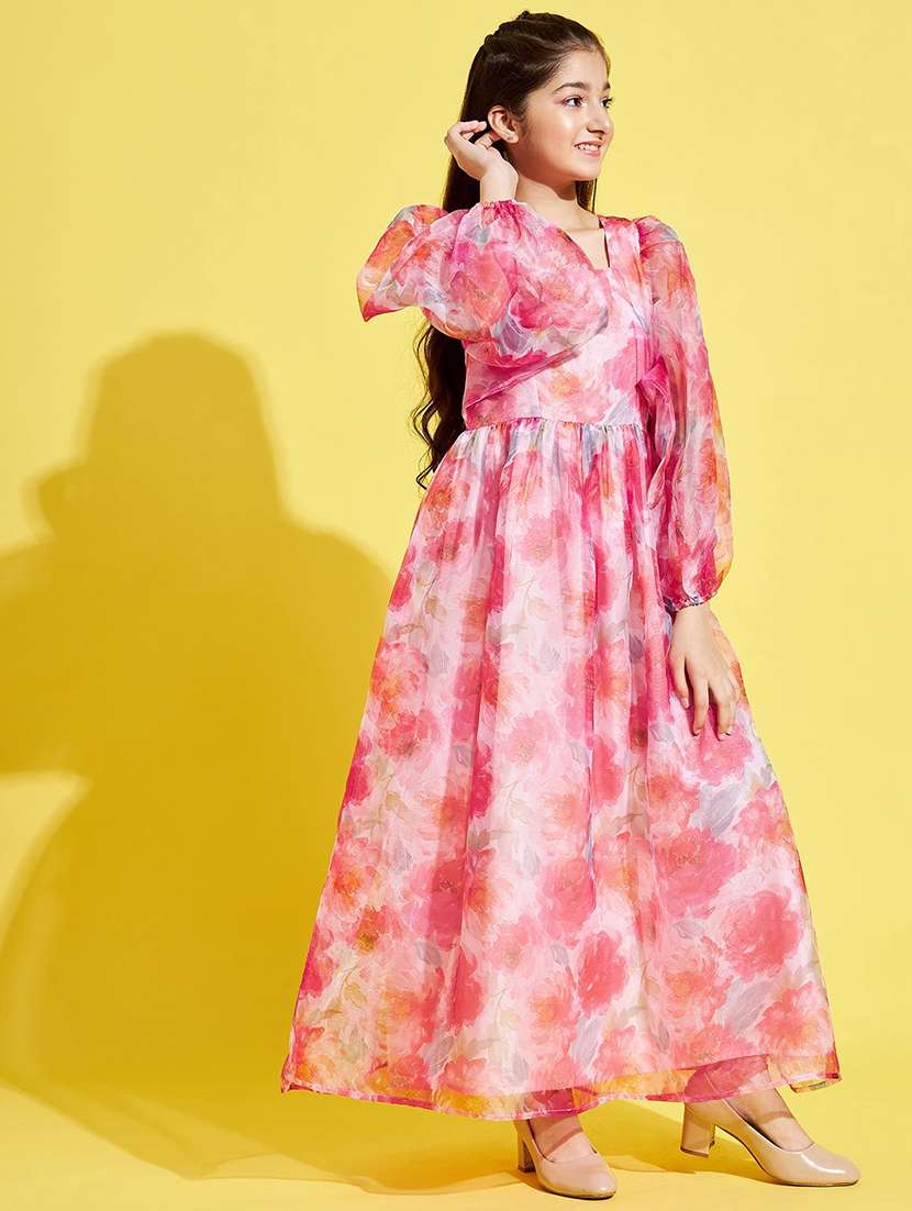 girls floral print party gown - 20428290 -  Standard Image - 2