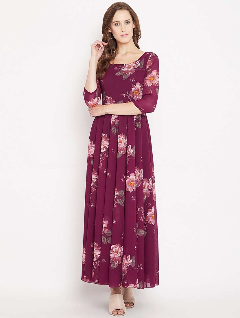 burgundy floral maxi dress