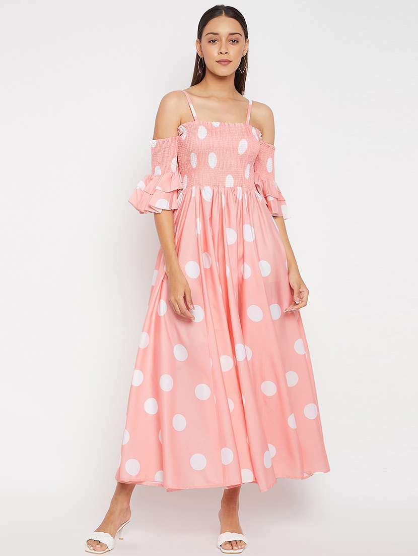 women smocked fit & flare dress