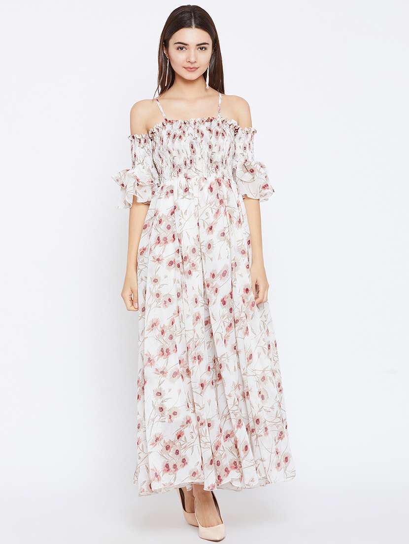 white floral print maxi dress