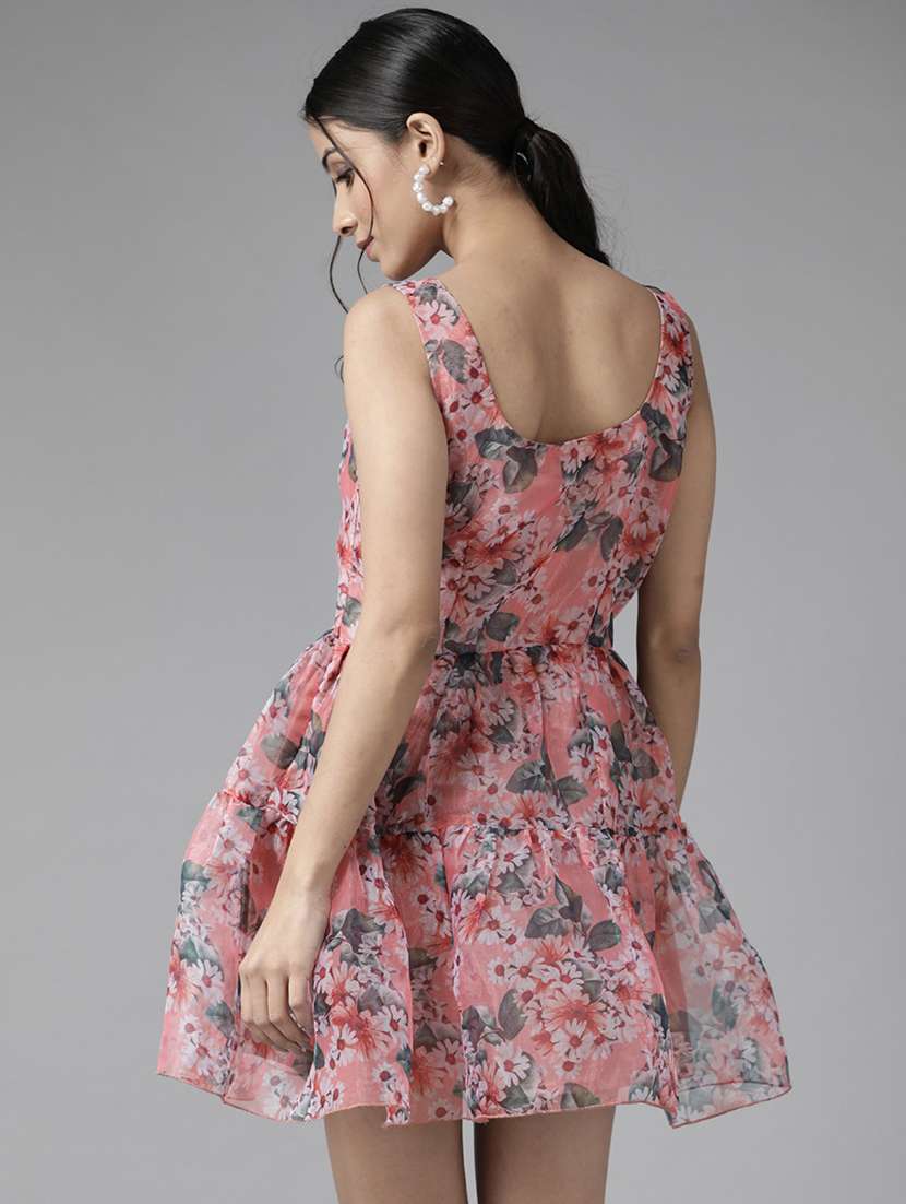 coral floral skater dress - 20428509 - Standard Image - 2