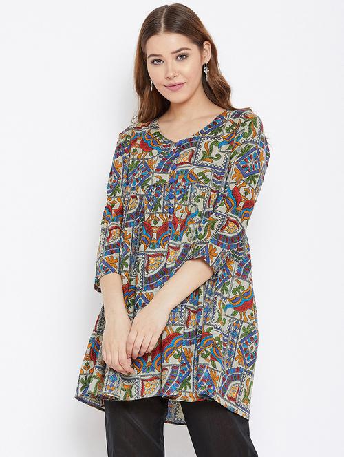 women multi color round neck a-line kurta - 20428627 - Standard Image - 0