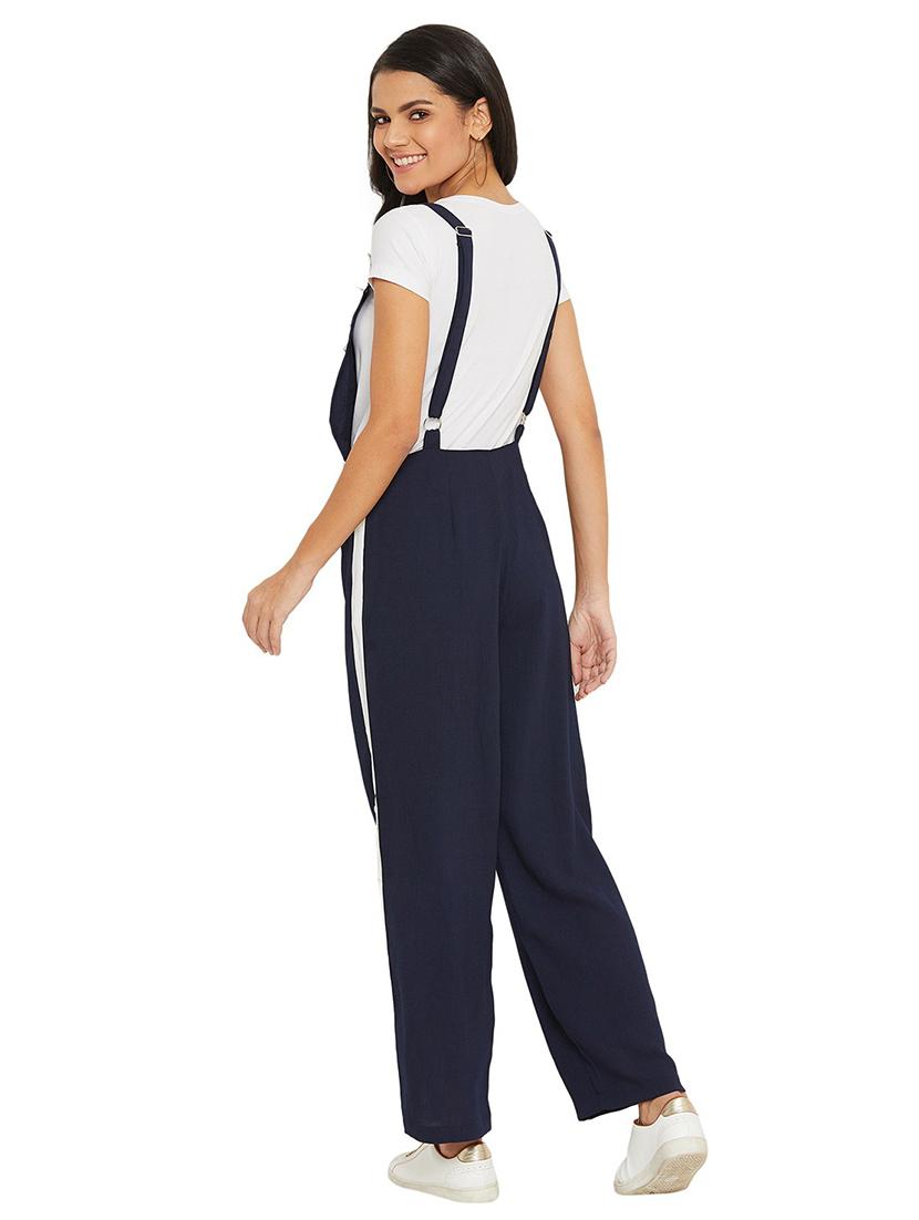 navy blue side striped dungaree - 20428631 - Standard Image - 2