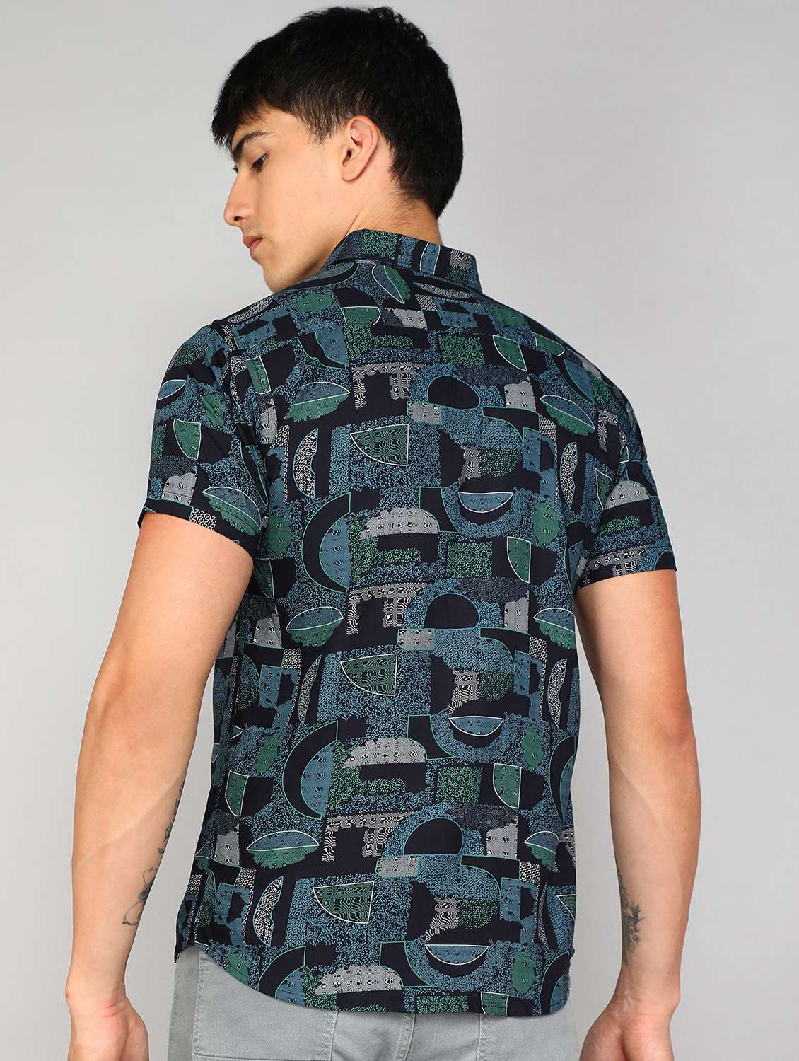 navy blue printed casual shirt - 20428706 -  Standard Image - 2