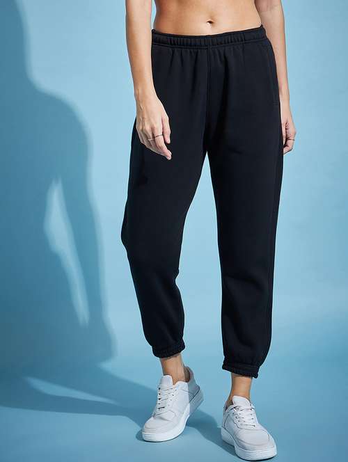 women black fleece track pant - 20429518 - Standard Image - 0