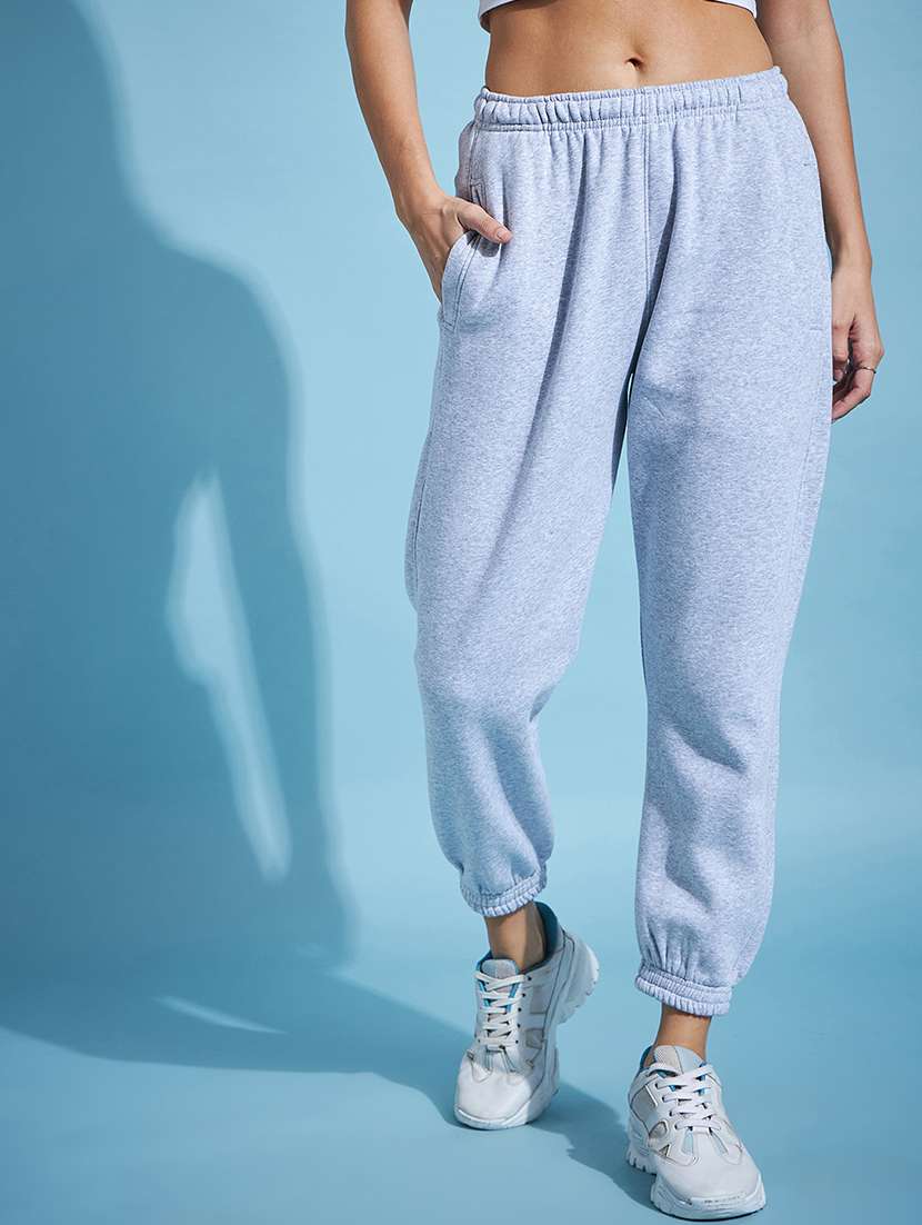 women grey fleece track pant