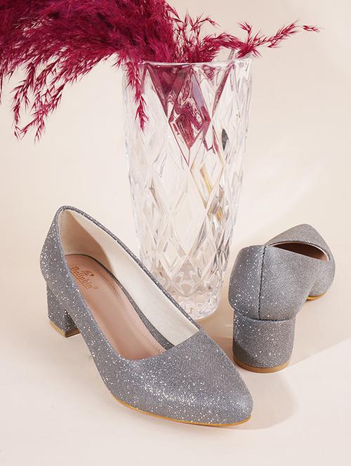 grey shimmery slip on pump - 20429731 - Standard Image - 0