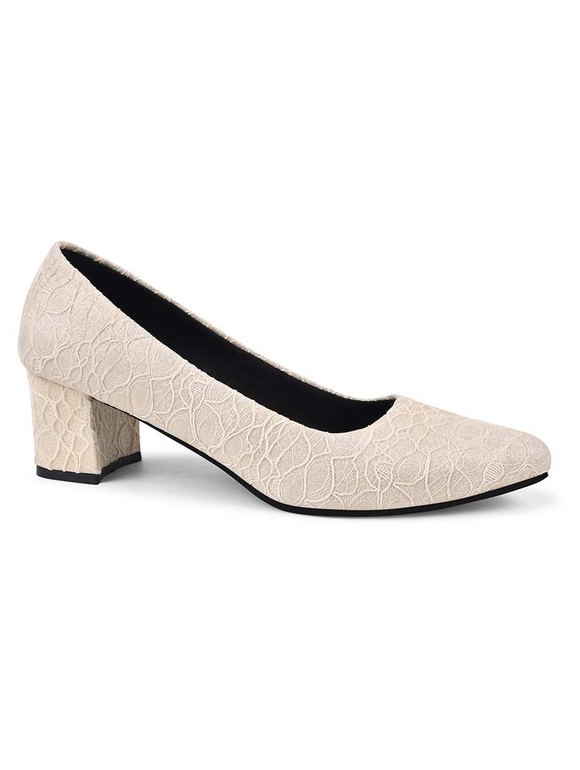 beige textured slip on pump - 20429737 -  Standard Image - 2