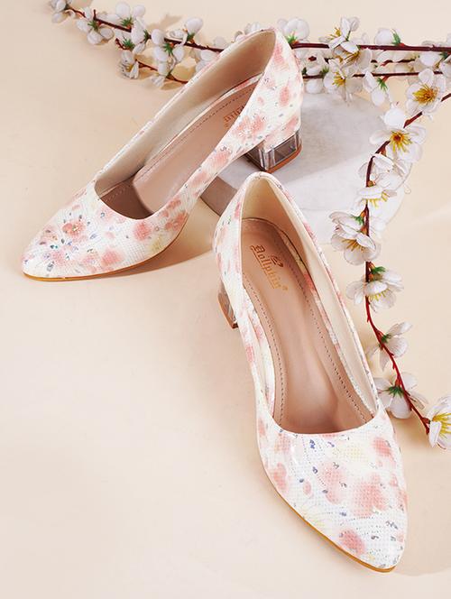 white and peach printed slip on pump - 20429742 -  Standard Image - 0