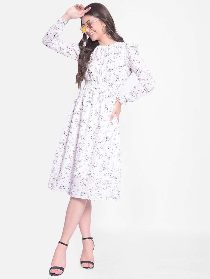 white floral print empire line dress