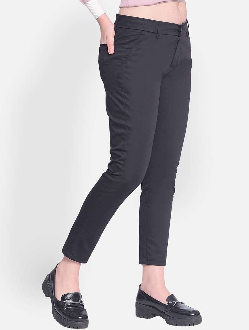 black solid flat front trouser - 20429892 -  Standard Image - 2