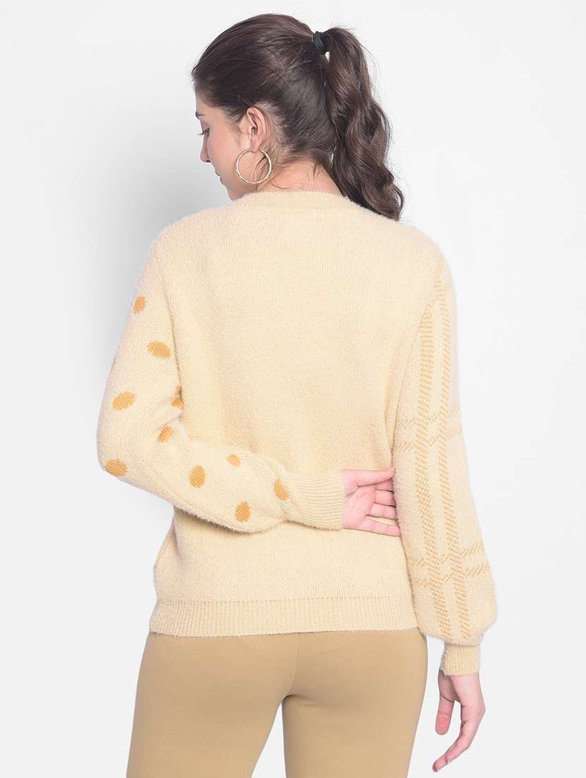 yellow houndstooth regular pullover - 20429903 -  Standard Image - 2