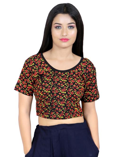 women black round neck stitched blouse - 20429974 -  Standard Image - 0