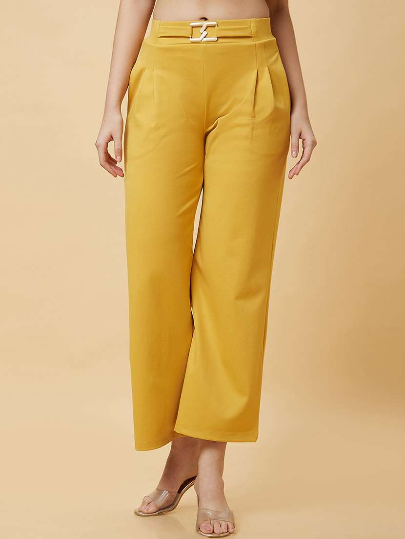 women solid wide leg trouser