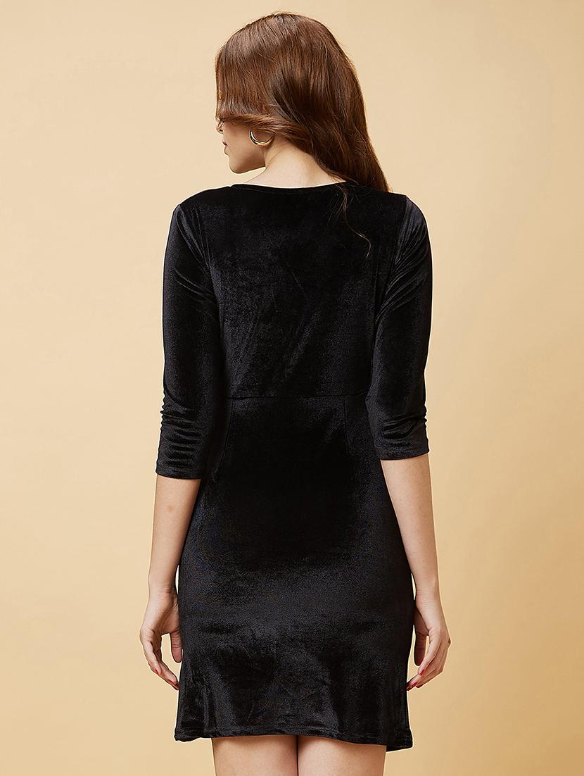 black solid bodycon dress - 20430095 - Standard Image - 2