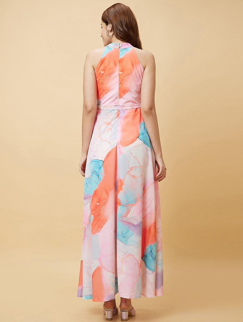 women pink polyester fit & flare dress - 20430097 - Standard Image - 2