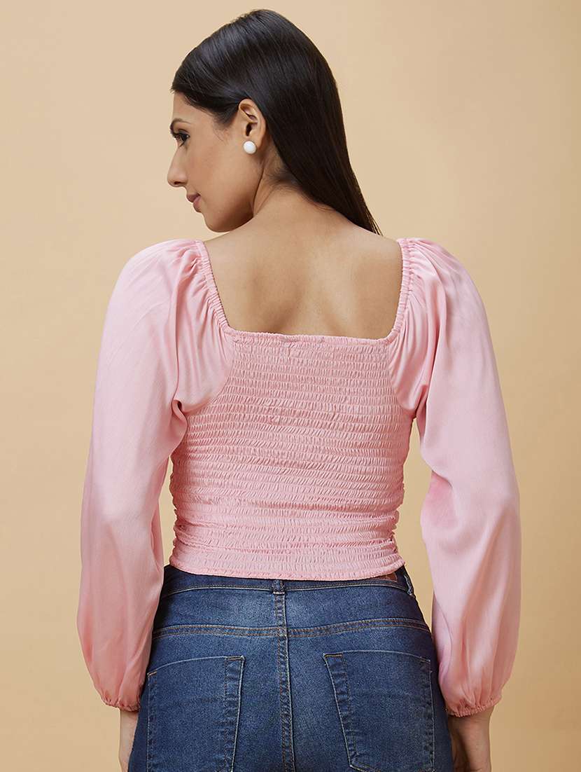 pink solid crop top - 20430106 - Standard Image - 2