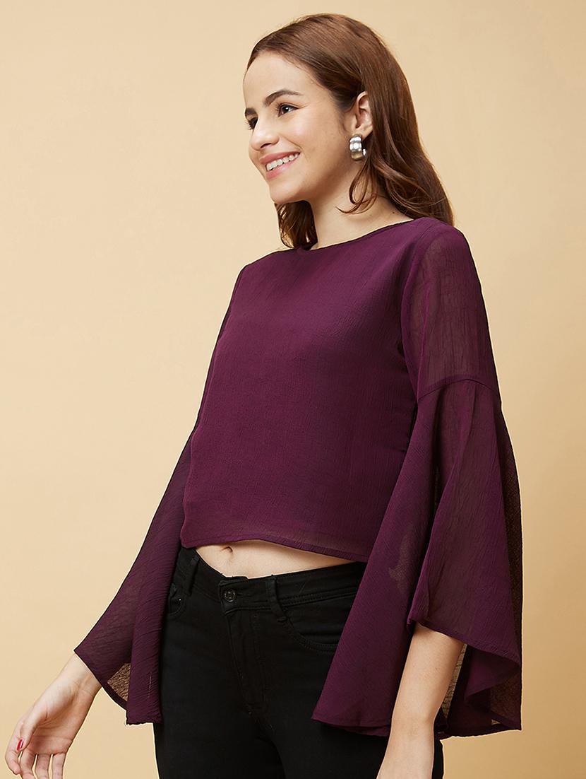 purple solid regular top - 20430116 - Standard Image - 2