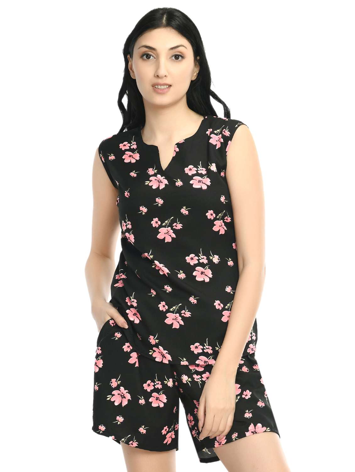 women's printed nightwear shorts set - 20430358 -  Standard Image - 2