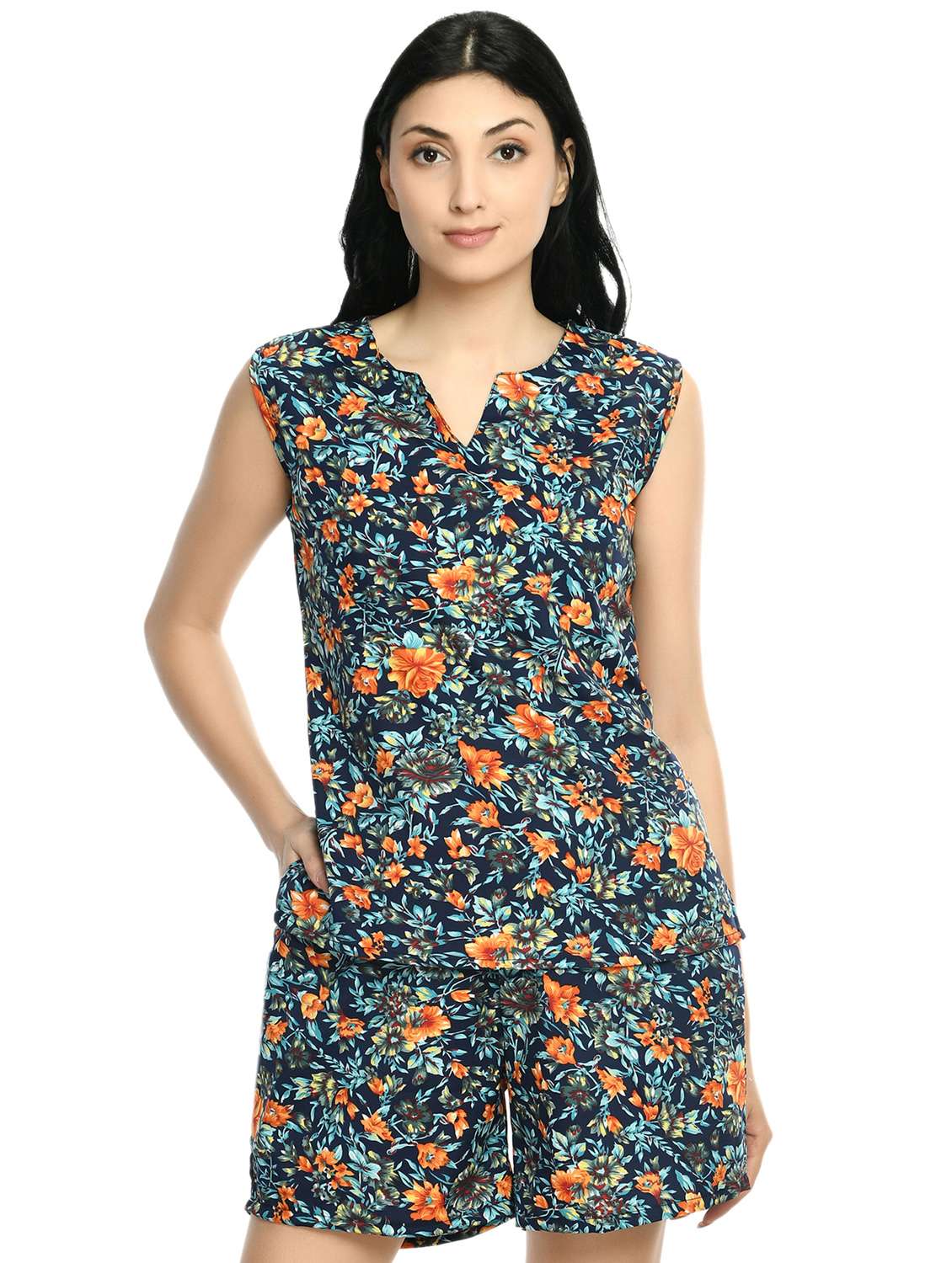 women's printed nightwear shorts set - 20430361 -  Standard Image - 2