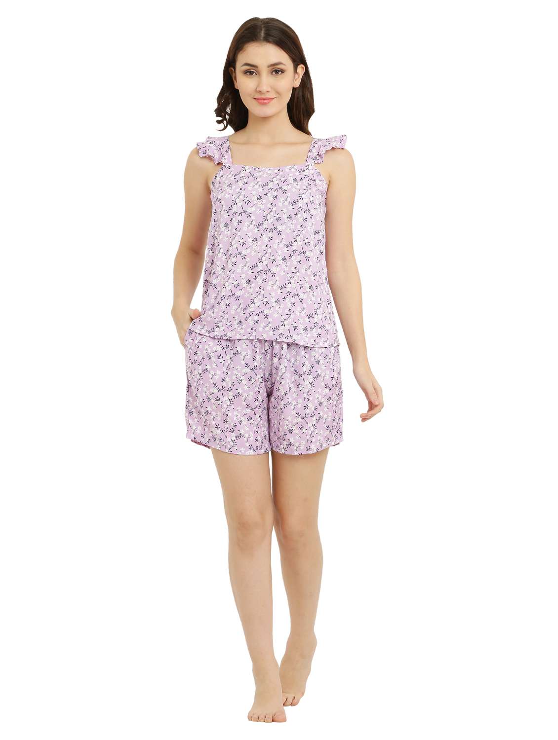 women's printed nightwear shorts set