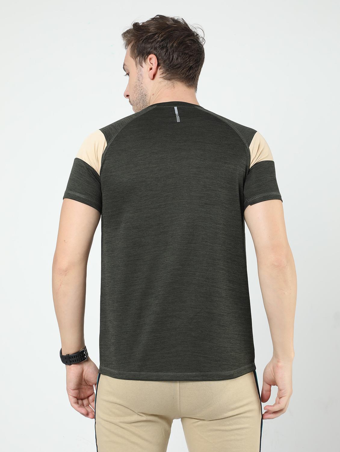 men charcoal color block polyester regular t-shirt - 20430859 - Standard Image - 2