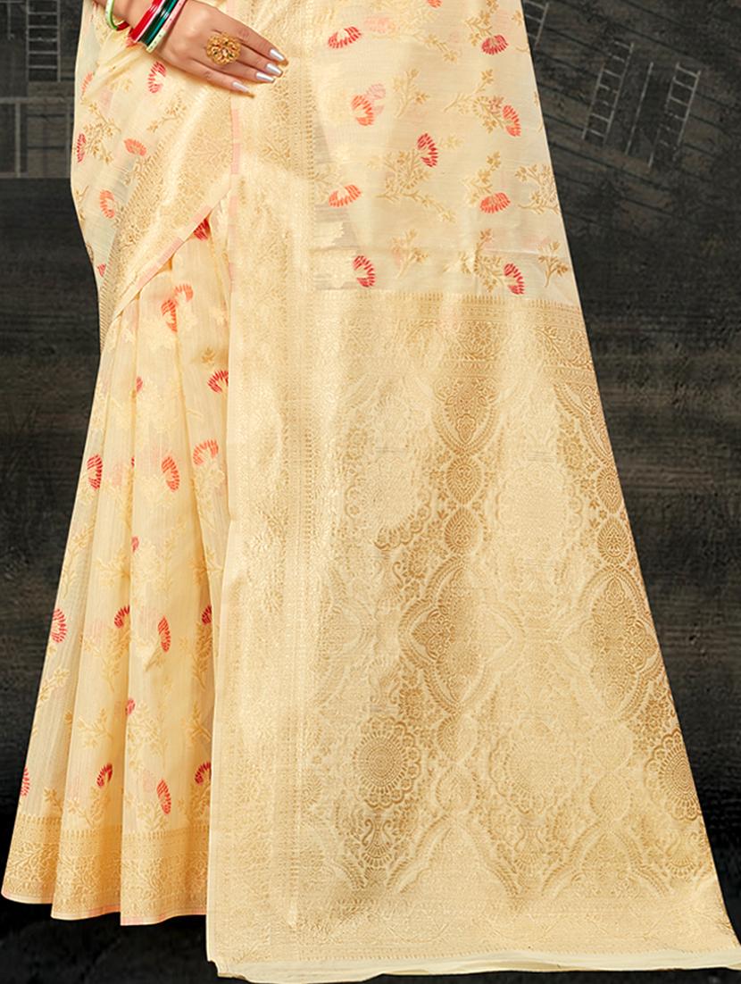 cream self design banarasi saree - 20431107 - Standard Image - 2