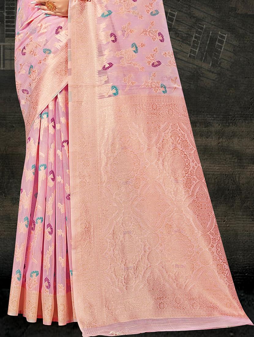 pink self design banarasi saree - 20431108 - Standard Image - 2