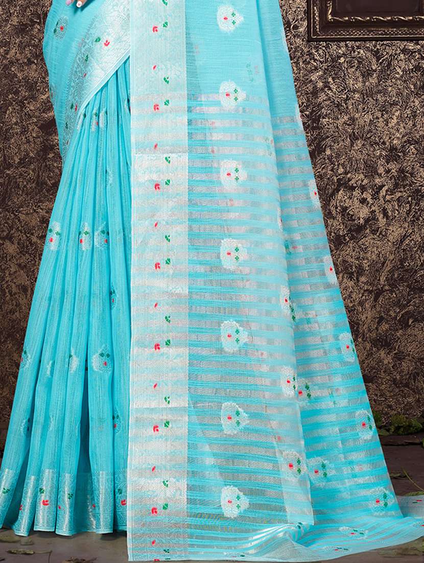 light blue self design banarasi saree - 20431132 - Standard Image - 2