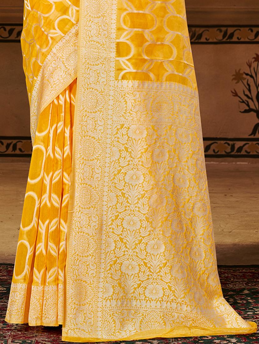yellow self design banarasi saree - 20431141 - Standard Image - 2